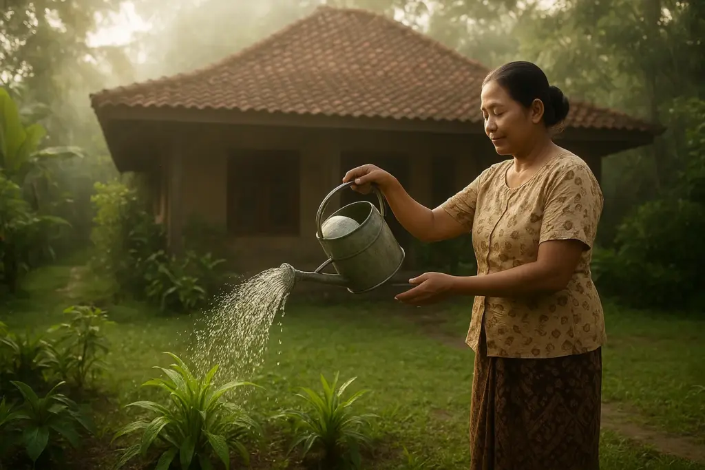Tradisi Menyiram Tanaman dan Halaman di Pagi Hari Antara Kesejukan, Kebersihan, dan Filosofi Hidup