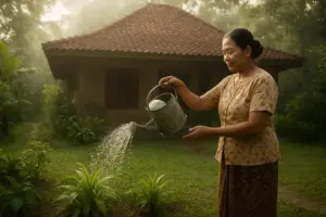 Tradisi Menyiram Tanaman dan Halaman di Pagi Hari