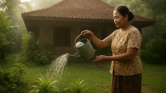 Tradisi Menyiram Tanaman dan Halaman di Pagi Hari